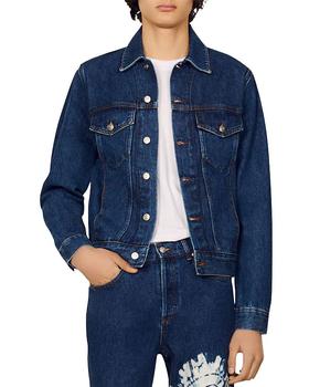 sandro leather jacket men, Sandro | Tie Dyed Back Denim Trucker Jacket商品图片 4折, 独家减免邮费