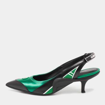 lv女鞋, [二手商品] Louis Vuitton | Louis Vuitton Green/Black Satin, Mesh and Leather Archlight Slingback Pumps Size 38商品图片 8.7折, 满1件减$100, 满减