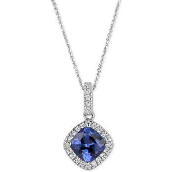 商品Macy's | Tanzanite (1-1/4 ct. t.w.) and Diamond (1/8 ct. t.w.) Pendant Necklace in 14k White Gold,商家Macy's,价格¥9441图片