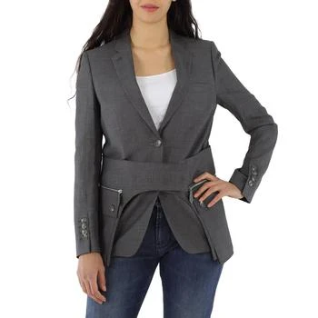 Burberry | Charcoal Grey Wool Silk Mohair Linen Blazer With Cargo Belt Detail 1.4折