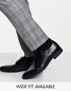 商品ASOS DESIGN derby shoes in black faux leather图片