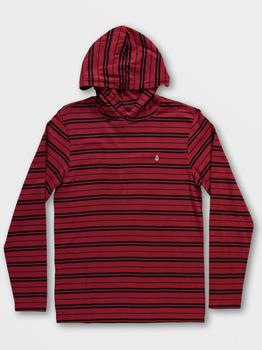 推荐Parables Striped Hooded Shirt - Rio Red商品