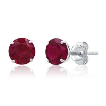 MaxColor | 14k White Gold 6MM Round Stud Gemstone Earrings,商家Premium Outlets,价格¥626