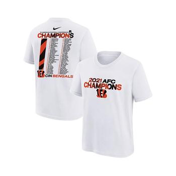 推荐Youth Boys White Cincinnati Bengals 2021 AFC Champions Roster T-shirt商品