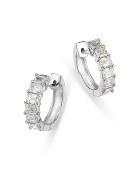 Bloomingdale's | Diamond Emerald Cut Diamond Huggie Earrings in 18K White Gold, 1.0 tcw,商家Bloomingdale's,价格¥21364