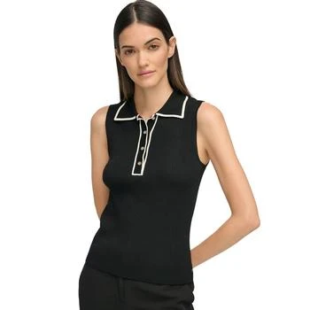 推荐Women's Ribbed Polo Sleeveless Top商品