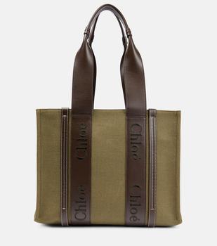 Chloé | Woody Medium linen tote bag商品图片,