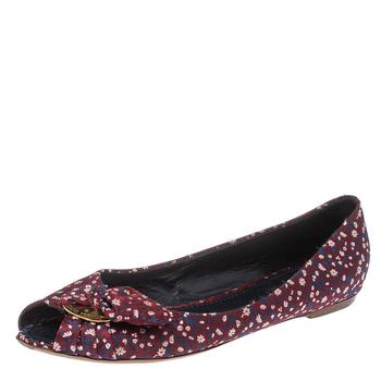 lv鞋真假, [二手商品] Louis Vuitton | Louis Vuitton Multicolor Print Fabric Catania Floral Peep Toe Flats Size39.5商品图片 4.7折