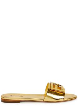 芬迪法棍, Fendi | Baguette gold logo leather sandals商品图片 