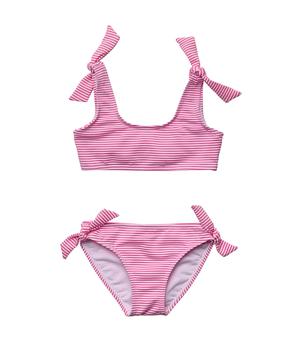 商品Snapper Rock | Raspberry Stripe Tie Crop Bikini (Little Kids/Big Kids),商家Zappos,价格¥392图片