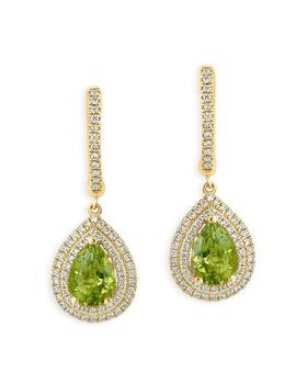 商品Bloomingdale's | Peridot & Diamond Pear Drop Earrings in 14K Yellow Gold - 100% Exclusive,商家Bloomingdale's,价格¥21226图片