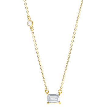 商品Giani Bernini | Cubic Solitaire Emerald-Cut 18" Pendant Necklace in 14k Gold-Plated Sterling Silver, Created for Macy's,商家Macy's,价格¥139图片