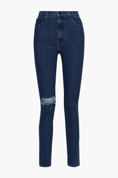 J Brand | 1212 Runway distressed high-rise slim-leg jeans商品图片,3折