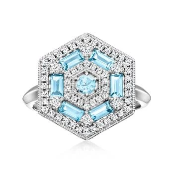 Ross-Simons | Ross-Simons Sky Blue and White Topaz Vintage-Style Ring in Sterling Silver,商家Premium Outlets,价格¥1623