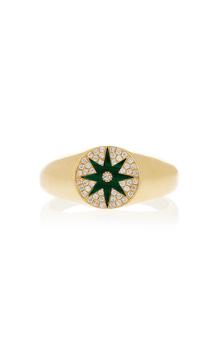 商品Colette Jewelry - Women's 18K Yellow Gold Diamond And Malachite Signet Ring - Green - US 9 - Moda Operandi - Gifts For Her图片
