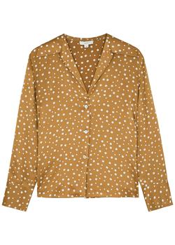 vince真丝, Vince | Caramel polka-dot silk-satin blouse商品图片 额外9折, 额外九折