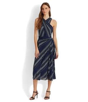 女装拉夫劳伦连衣裙, Ralph Lauren | Striped Crinkle Georgette Halter Dress商品图片 4.8折