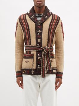 product Geometric-intarsia knitted cotton-blend cardigan image