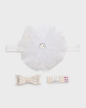 Bari Lynn | Girl's 3-Piece Tulle Layer Bow Headband and Hair Clips Set,商家Neiman Marcus,价格¥356