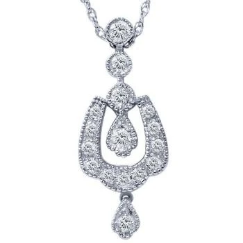 Pompeii3 | 1/3ct Vintage Diamond Dangle Pendant 14K White Gold,商家Premium Outlets,价格¥2574