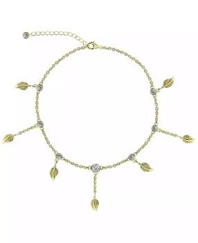 Rhona Sutton | BODIFINE Cubic Zirconia Leaves 10K Gold-Tone Sterling Silver-Tone Anklet,商家Macy's,价格¥748