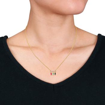 商品Mimi & Max 1/2ct TGW Multi-Gemstone & Diamond Accent Bar Necklace in 10k Yellow Gold - 16.5 in图片