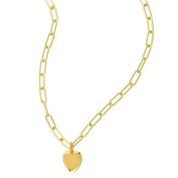ADORNIA | Adornia 25" Heart Charm Paper Clip Chain Necklace gold,商家Premium Outlets,价格¥347