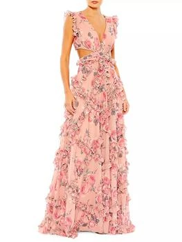 Mac Duggal | Floral Chiffon Cut-Out Gown,商家Saks Fifth Avenue,价格¥4486