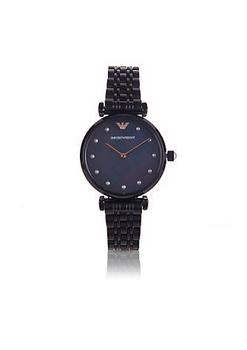 推荐Emporio Armani AR11268 Gianni T-bar Black Dial Stainless Steel Watch商品