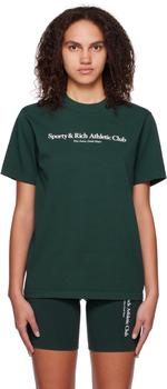 Sporty & Rich | Green 'Athletic Club' T-shirt商品图片,8.2折