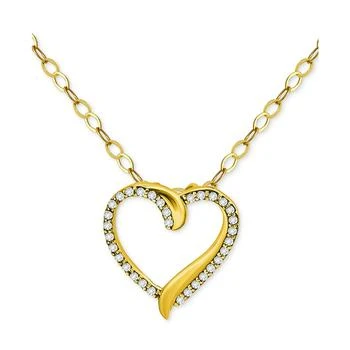 Giani Bernini | Cubic Zirconia Open Heart Pendant Necklace in 18k Gold-Plated Sterling Silver, 16" + 2" extender, Created for Macy's 4折×额外8折, 独家减免邮费, 额外八折
