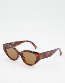 推荐ASOS DESIGN frame cat eye sunglasses with bevel detail in brown tort - BROWN商品