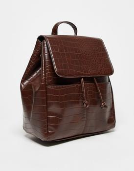 推荐ASOS DESIGN backpack in brown croc pu商品