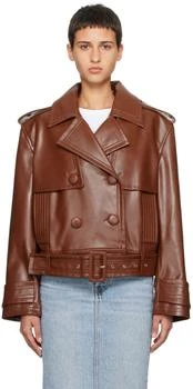 推荐Brown Fern Faux-Leather Jacket商品