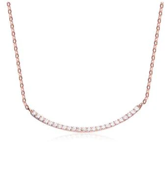Genevive | Sterling Silver with Clear Cubic Zirconia Curved Necklace,商家Premium Outlets,价格¥558