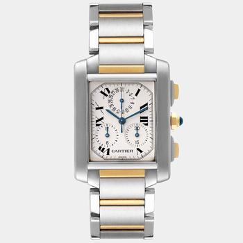[二手商品] Cartier | Cartier Silver 18k Yellow Gold And Stainless Steel Tank Francaise W51004Q4 Quartz Men's Wristwatch 28 mm商品图片,7.7折