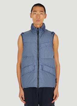 推荐Compass Patch Down Sleeveless Jacket in Blue商品