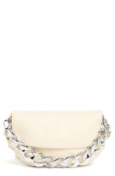 商品Ruched Chain Flap Faux Leather Belt Bag图片