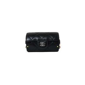 Chanel | Chanel Lambskin Quilted Box Of Secrets Card Holder With Chain Black商品图片,