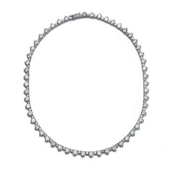 商品Rachel Glauber | Megan Walford White Gold Plated with Cubic Zirconia Tennis Chain Necklace,商家Jomashop,价格¥1050图片