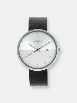 推荐Simplify The 6400 Leather-Band Watch w/Date Silver (Grey)商品