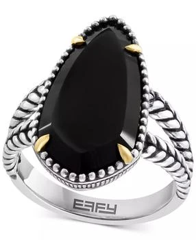 Effy | EFFY® Onyx Elongated Teardrop Statement Ring in Sterling Silver & 18k Gold,商家Macy's,价格¥701