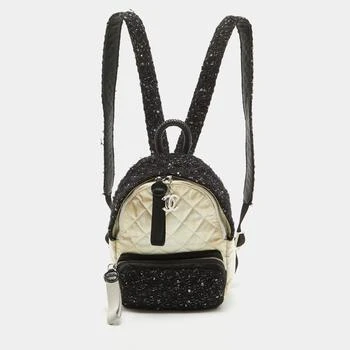 [二手商品] Chanel | Chanel Black/Off White Quilted Satin and Tweed Sequins Mini Backpack 满$3001减$300, $3000以内享9折, 独家减免邮费, 满减