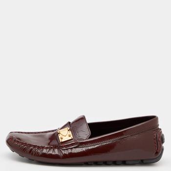 lv女鞋, [二手商品] Louis Vuitton | Louis Vuitton Burgundy Patent Leather Slip On Loafers Size 37.5商品图片 8.8折, 满1件减$100, 满减