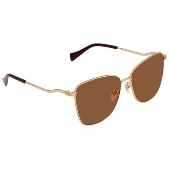 推荐Gucci Brown Square Ladies Sunglasses GG0970S 002 60商品