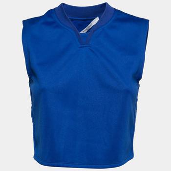 推荐Givenchy Blue Cotton Knit Logo Tape Trimmed Sleeveless Top M商品