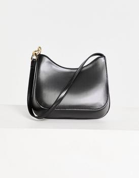 product ASOS DESIGN curved shoulder bag with chain link strap in black image