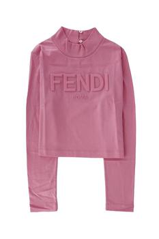 推荐Fendi Kids Logo Embossed Long-Sleeve Crop Top商品