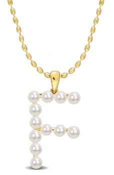 商品DELMAR | 3.5-4mm Freshwater Cultured Pearl Initial Pendant Necklace,商家Nordstrom Rack,价格¥701图片