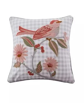 Levtex | Pippa Bird Gigham Embroidered Decorative Pillow, 18" x 18",商家Macy's,价格¥202